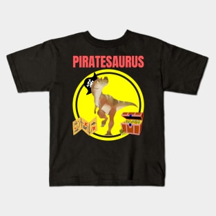 Piratesaurus Pirate Dinosaur Dino Nautical Treasure Chest Skull Gifts Kids T-Shirt